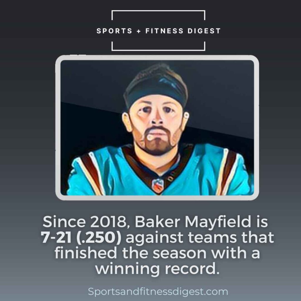 Baker Mayfield record vs winning teams - graphic