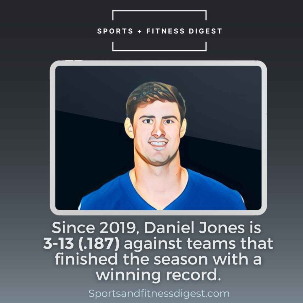 Daniel Jones record vs winning teams - graphic