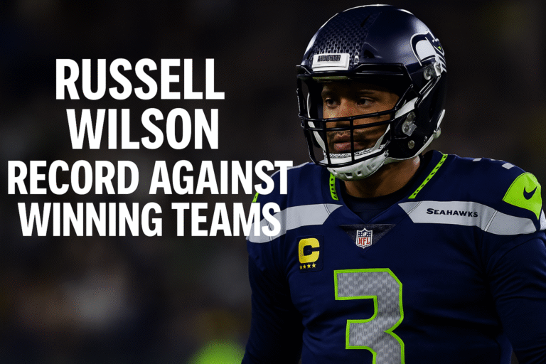 picture of nfl qb Russell Wilson against teams with a winning record