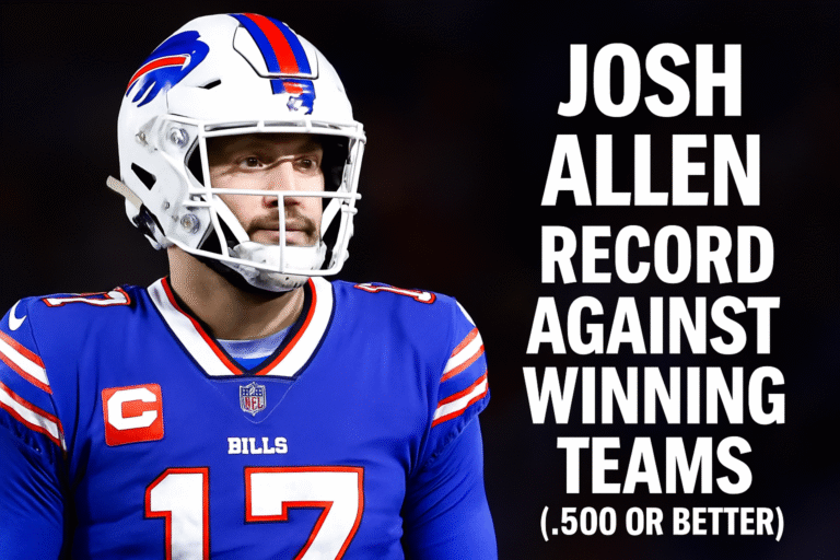 Josh Allen: Record against winning teams 2 Picture of NFL quarterback Josh Allen against teams with a winning record