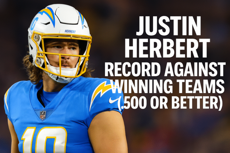 Justin Herbert: Record against winning teams 4 Piciture of NFL QB Justin Herbert record against winning teams