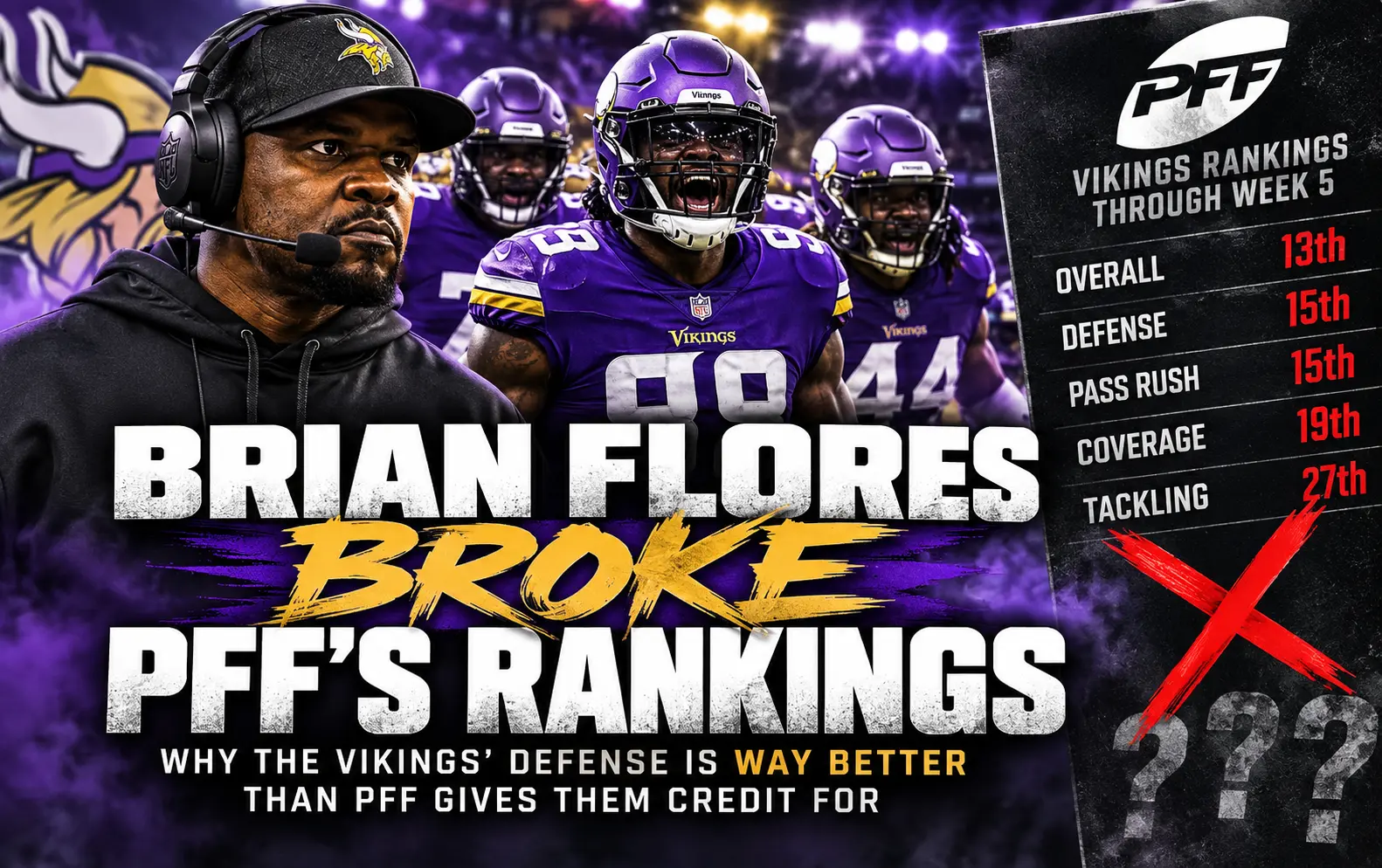Brian Flores Broke PFF’s Vikings Defense Rankings: Why Minnesota Is Being Underrated 1 Vikings Defense PFF